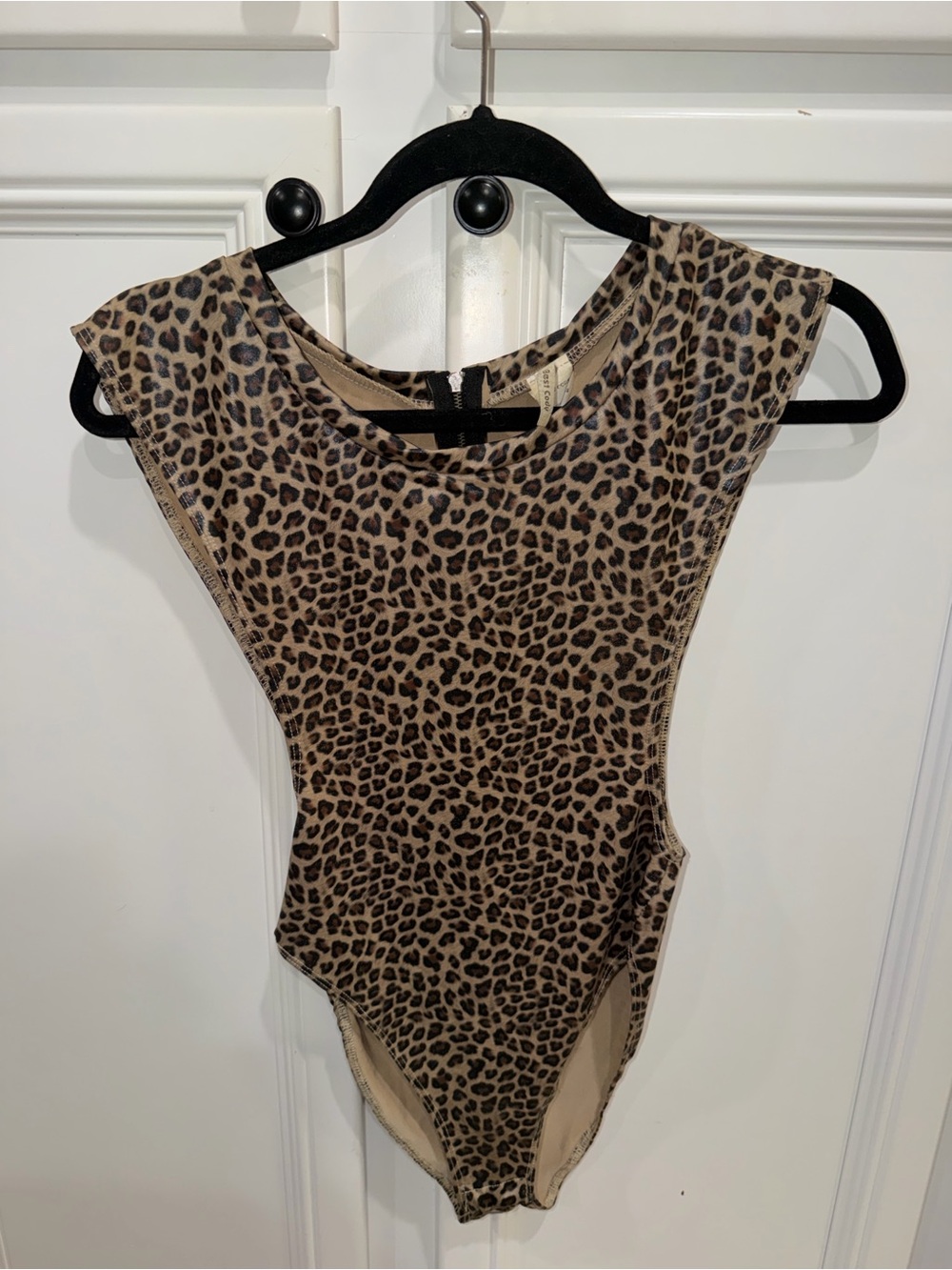 Leopard Print Sleeveless Bodysuit - Brown